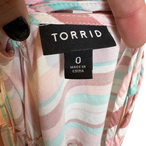 Torrid Dress Womens Tunic Colorful Stretch V Neck Elastic Waist Rayon Pink 0 - Picture 10 of 12